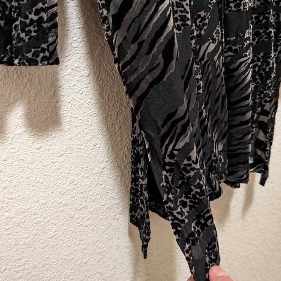 Chico's Leopard Print Longline Button Up Velvet Cardigan - Picture 10 of 12